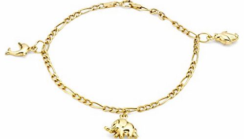 Carissima 9ct Yellow Gold Animal Charm Bracelet 18cm/7``