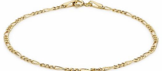 Carissima 9ct Yellow Gold Semi Hollow Figaro Bracelet 18cm/7``