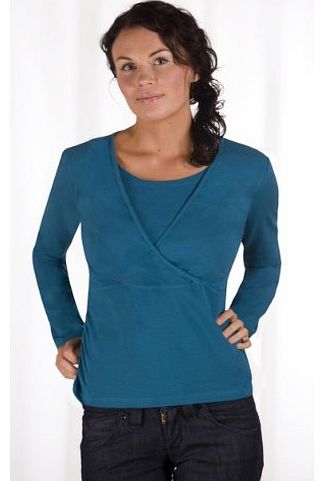 Kaj Long Sleeve Nursing and Maternity Top (Large, Petrol Blue)