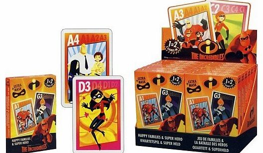 Disney Pixar The Incredibles - Happy Families & Super Hero - Card Game + Extra Mask