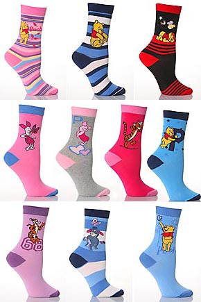 Ladies 3 Pair TM Winnie The Pooh and Friends Socks Assorted