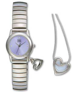 Ladies Chrome Colour Expander Watch