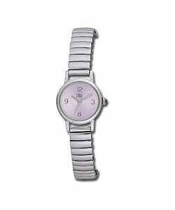 Ladies Chrome Coloured Expander Bracelet Watch