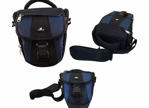 Black/Blue Digital SLR Camera Bag Holster Carry Case for Nikon SLR D Series - D3100, D3200, D3300, D4, D40, D5100, D5200, D5300, D610, D700, D7100, D800 - Lifetime warranty