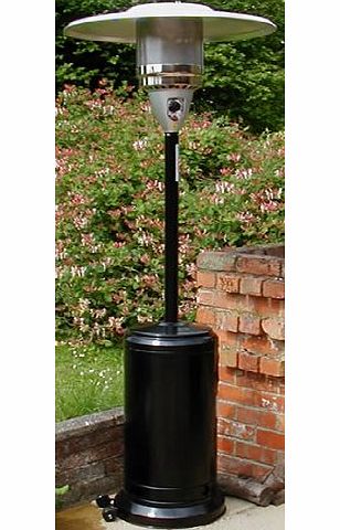 Luxury Gas Patio Heater - FREE Regulator & Hose, Wheel kit - Cover and ground anchors - Black powder coated finish.