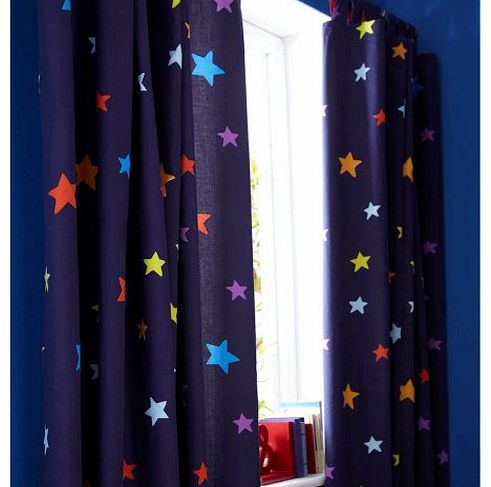 Boys Blue Outer Space Rocket Star Curtains - Nursery/Childrens Bedroom