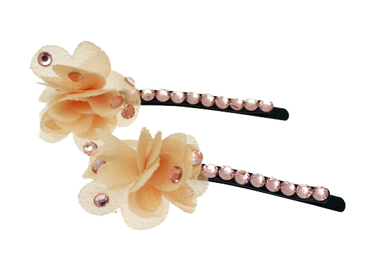 Petals & Diamante Hair slides (pair)