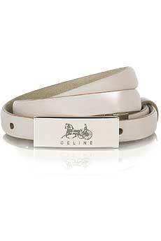 Blush skinny leather belt.