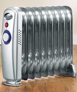 Mini Oil Filled Radiator Silver 1kW