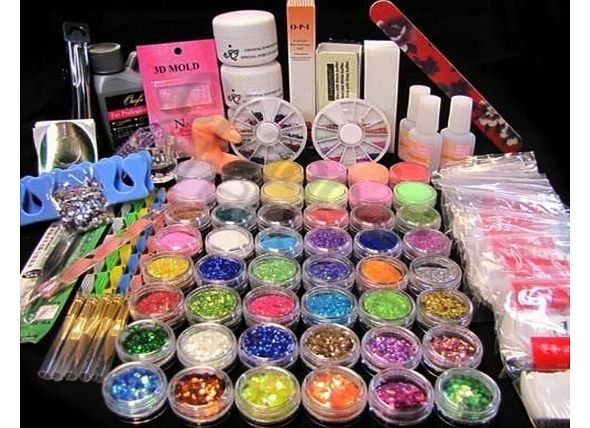 Chancery Chair Covers NAIL ART KIT 48 COLOURS GLITTER GLUE UV POWDER ACRYLIC LIQUID NAIL SET