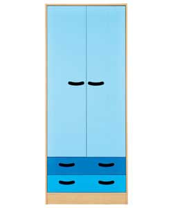 2 Door 2 Drawer Wardrobe - Blue