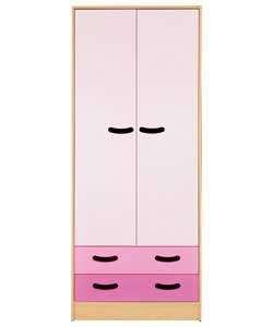 2 Door 2 Drawer Wardrobe - Pink