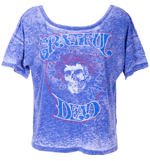 Ladies Grateful Dead Crown Of Roses Blue Crop