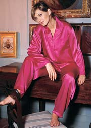 Silk with silk georgette trim pyjamas