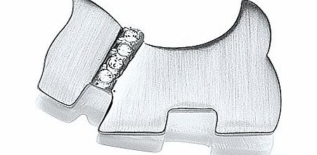 Rhodium Plated Swaroski Crystal Satin Finish Scottie Dog Brooch