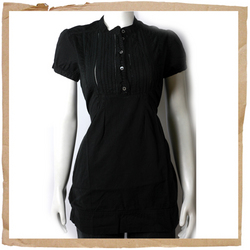 Pintuck Dress Top Black