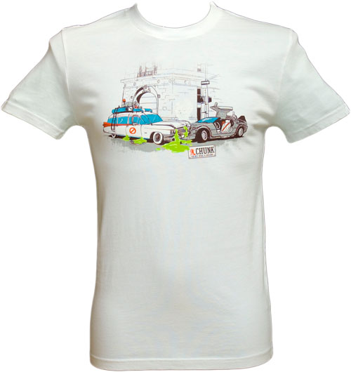 Men` Ecto 1 v The Deloren Film Crash T-Shirt from Chunk