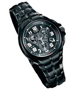 Gents Eco-drive Black Ion Chronograph Watch