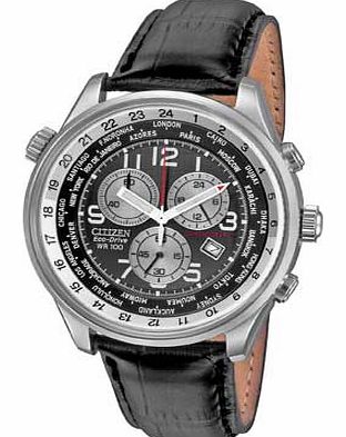 Mens Black Eco-Drive Chronograph Strap