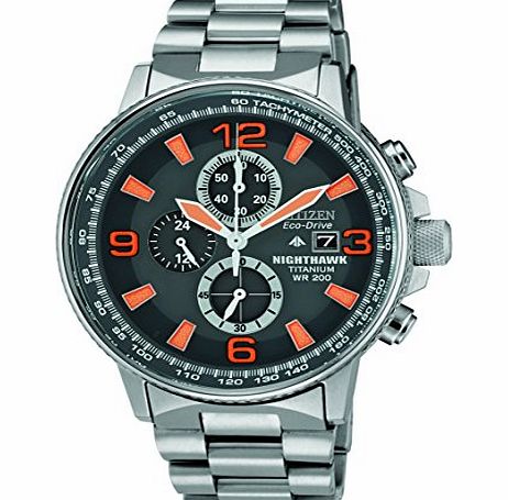 Watch Nighthawk Mens Quartz Watch with Grey Dial Chronograph Display and Silver Titanium Bracelet CA0500-51H