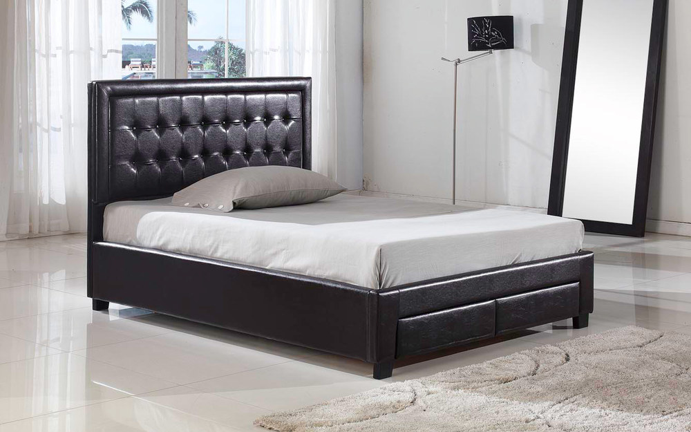 Verona Faux Leather Bedstead, Double,