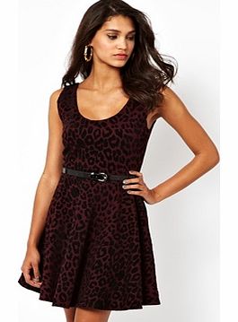 Leopard Skater Dress With Belt