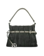 Slice Pony - Black Pony Hair Leather Hobo Bag