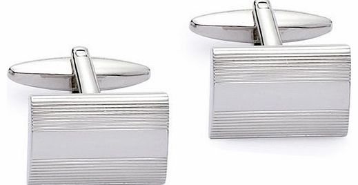 Base Metal Rhodium Plated Low-Dome Rectangular Cufflink