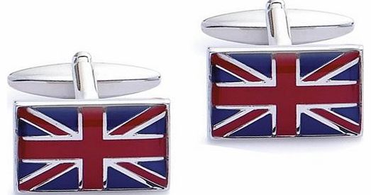 Base Metal Rhodium Plated Uk Flag Cufflink