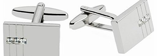 Crystal Rhodium Plated Base Metal Cufflinks, Model 5249