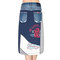 Jersey And Denim Skirt