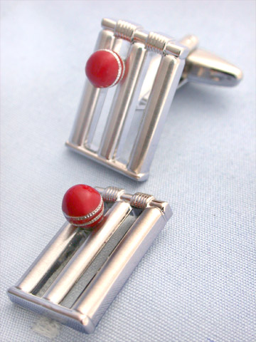 Cricket Ball and Wicket Cufflinks