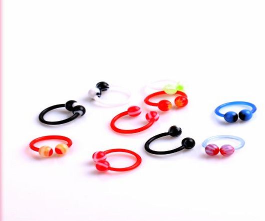 Come 2 Buy - 10 Flexible Ball Body Jewellery - Body Bars - Horseshoe Micro Circular Barbell Ring - 16GA 1.2 x 8mm - for Eyebrow, Tragus, Helix, Lip, Septum Piercings