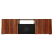 2 Drawer 2 Door Tv Unit, Walnut & Black Gloss