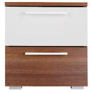 2 Drawer Bedside, Walnut & White Gloss