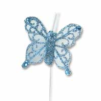 Blue sheer glitter bfly pk 24