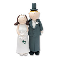 claydough brunette bride and blonde groom