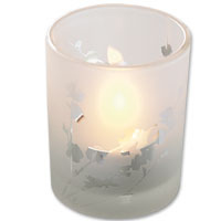 Confetti Frosted design glass votive blossom