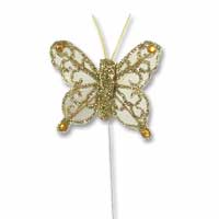 Gold sheer glitter bfly pk of 24