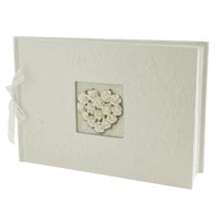 ivory rosebud heart guest book