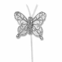 Silver sheer glitter bfly pk of 24