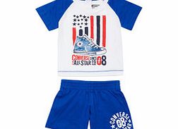 Boys 3-9mth blue cotton shorts set