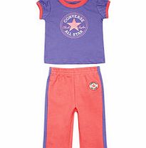 Girls 3-9mth purple cotton jogger set