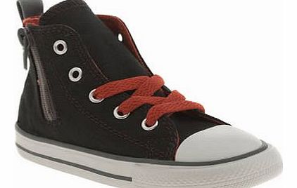 kids converse black & orange all star side zip