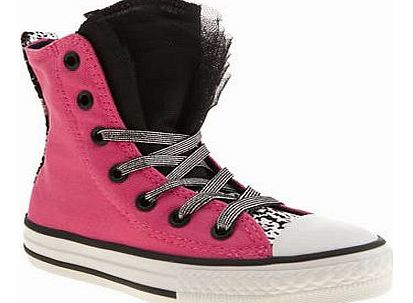 kids converse pink & black all star party hi