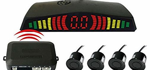 Cooler PZ304-W LED Wireless Car Parking Sensor Backup Reverse Rear View Radar Alert Alarm System with 4 Sen