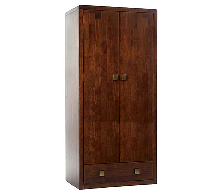 Reya Dark Stain 2 Door 1 Drawer Wardrobe - WHILE