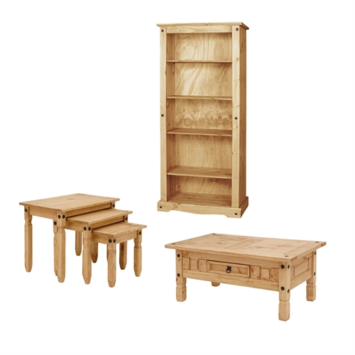 Corona Mexican Pine Corona Pine Living Room Set with Bookcase 297.298