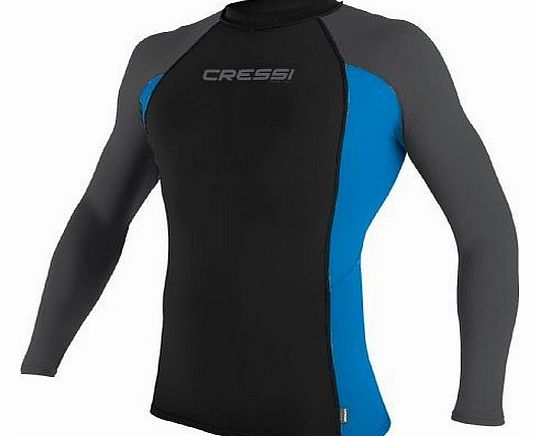 Lycra Skin Long Sleeve Rash Guard Mens, BK_BL - LG