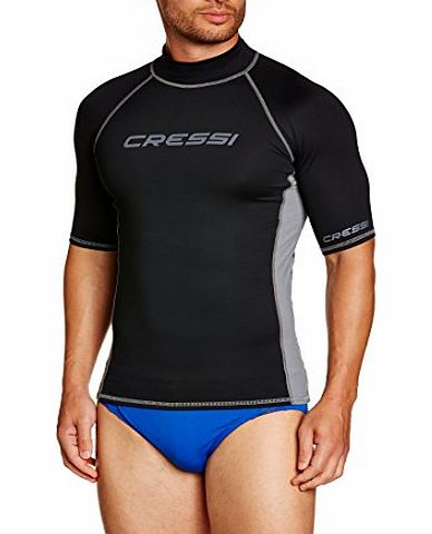 Cressi Mens Lycra Skin Short Sleeve Rash Guard UV Sun Protection (UPF) 50 , Black, XL/5 (46/48)